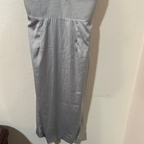 House of CB Ronel grey satin pintuck Dress Sz Medium M - Picture 9 of 15